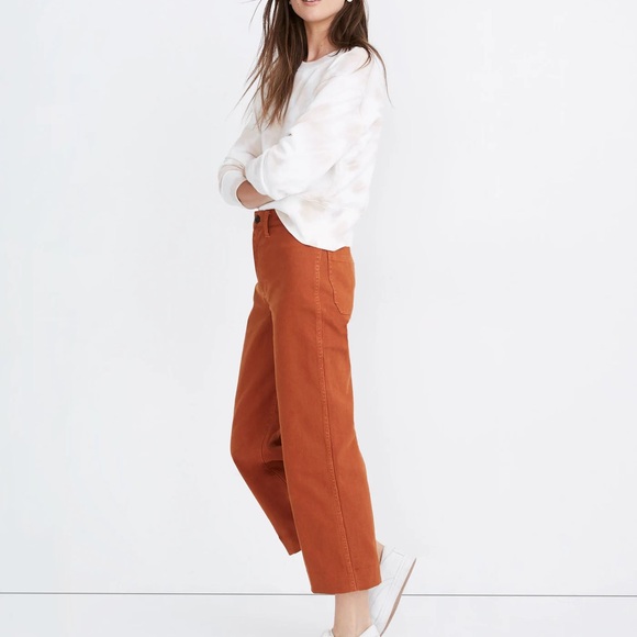 Madewell Slim Emmett Wide-Leg Crop Canvas Jeans Burnt Orange 33P - Picture 3 of 11